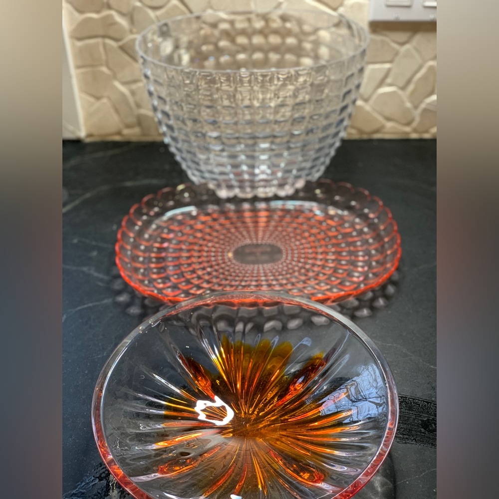 GUZZINI | Set of 3 | Vintage Heavy Acrylic Serving Pieces.